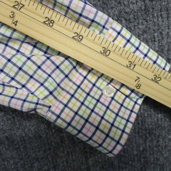 Ralph Lauren Shirt Mens L Blue Yellow Windowpane Plaid Button Down Stretch LRL - Picture 14 of 15